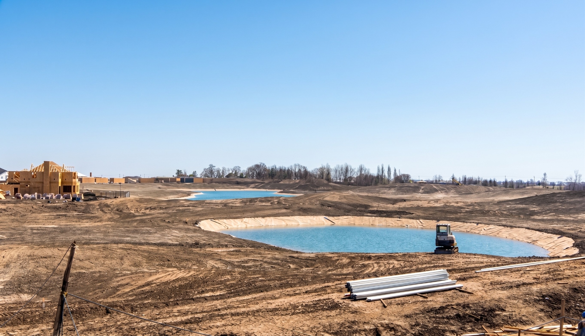 Building interconnected ponds for wetland creation